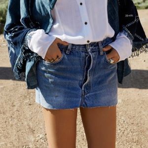 Mini white jean skirt